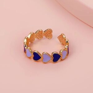 5/$25 Blue and Purple Enamel Heart Adjustable Ring